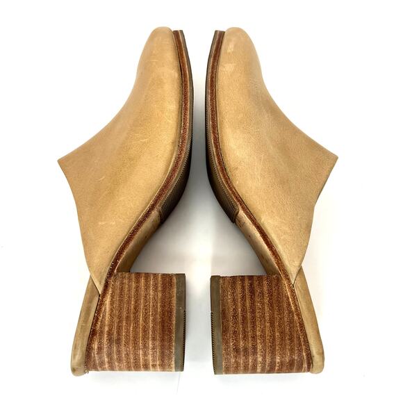 Nisolo All Day Heeled Mule Almond Tan Leather Stacked Block Heel 7 Slip On - Picture 6 of 9